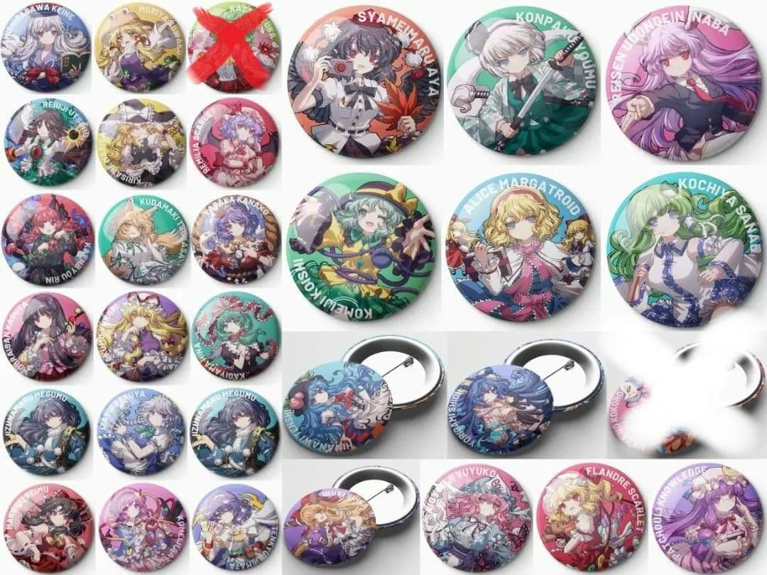 東方プロジェクト 缶バッジ 28個セット 小野塚小町 四季映姫 レミリア