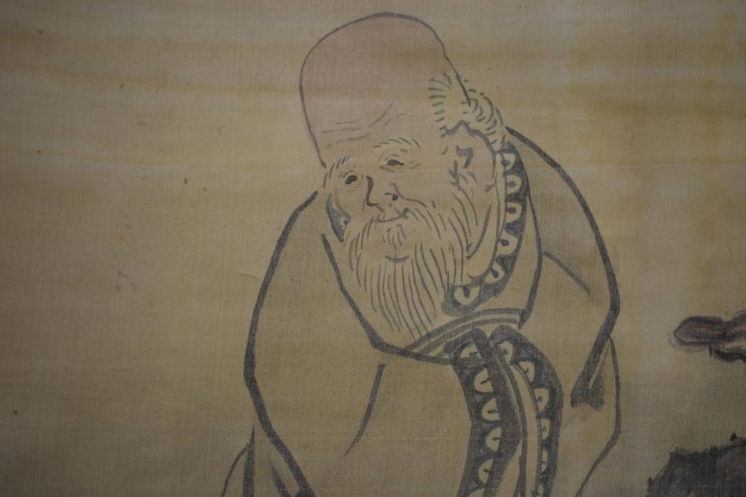 模写/松村呉春/寿老人図/布袋屋掛軸HF-485