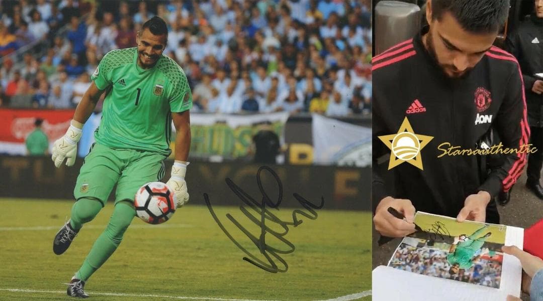 直筆サイン入り写真 セルヒオ・ロメロ マンチェスターFC SA鑑定済
