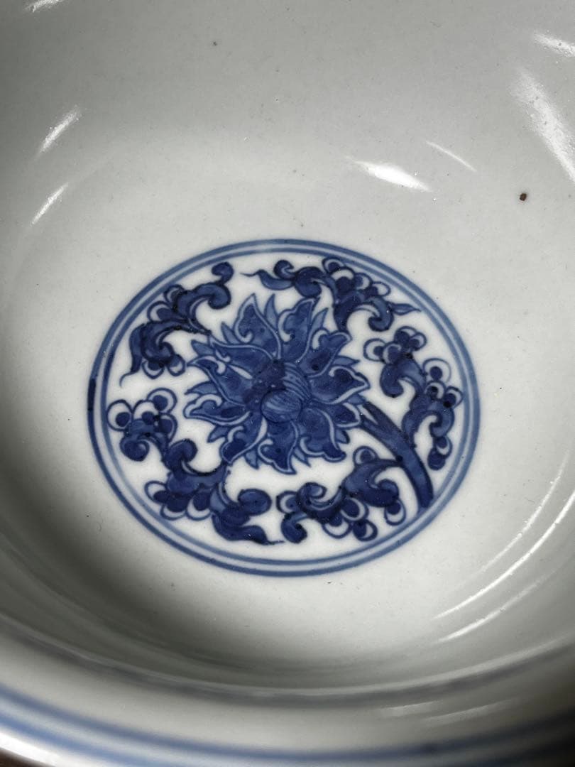 清　染付唐草文茶碗　清時代　中国　骨董品