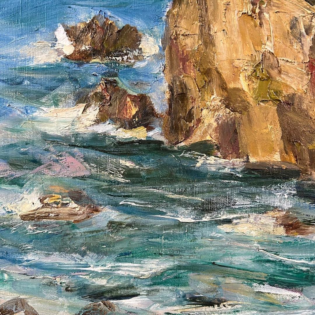 美品 深谷徹「足摺岬」油絵 油彩画 豪華額装 高知県土佐清水市 風景画