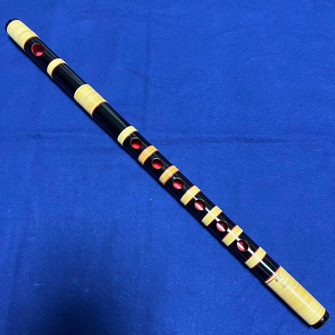 篠笛 獅子田 紫山 7本調子 古典調 籐本重巻 全長38.6cm