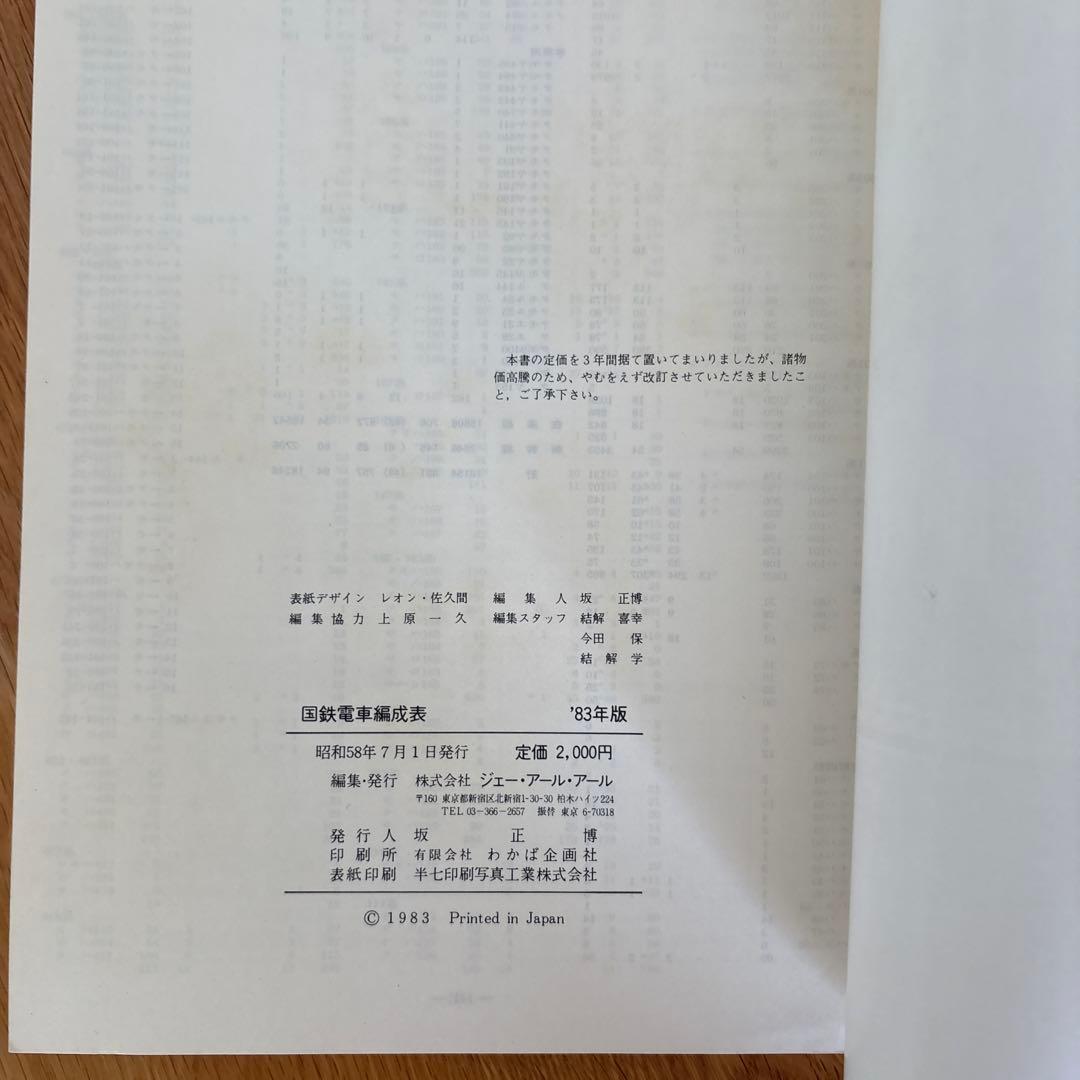 【希少】国鉄電車編成表 83年版 ジェー・アール・アール④