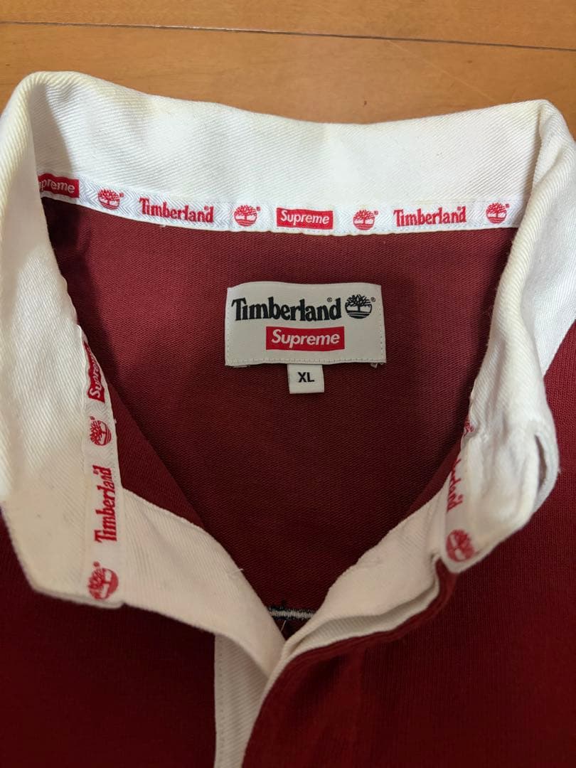 SUPREME ×TIMBERLAND ラガーシャツ 赤/オレンジ