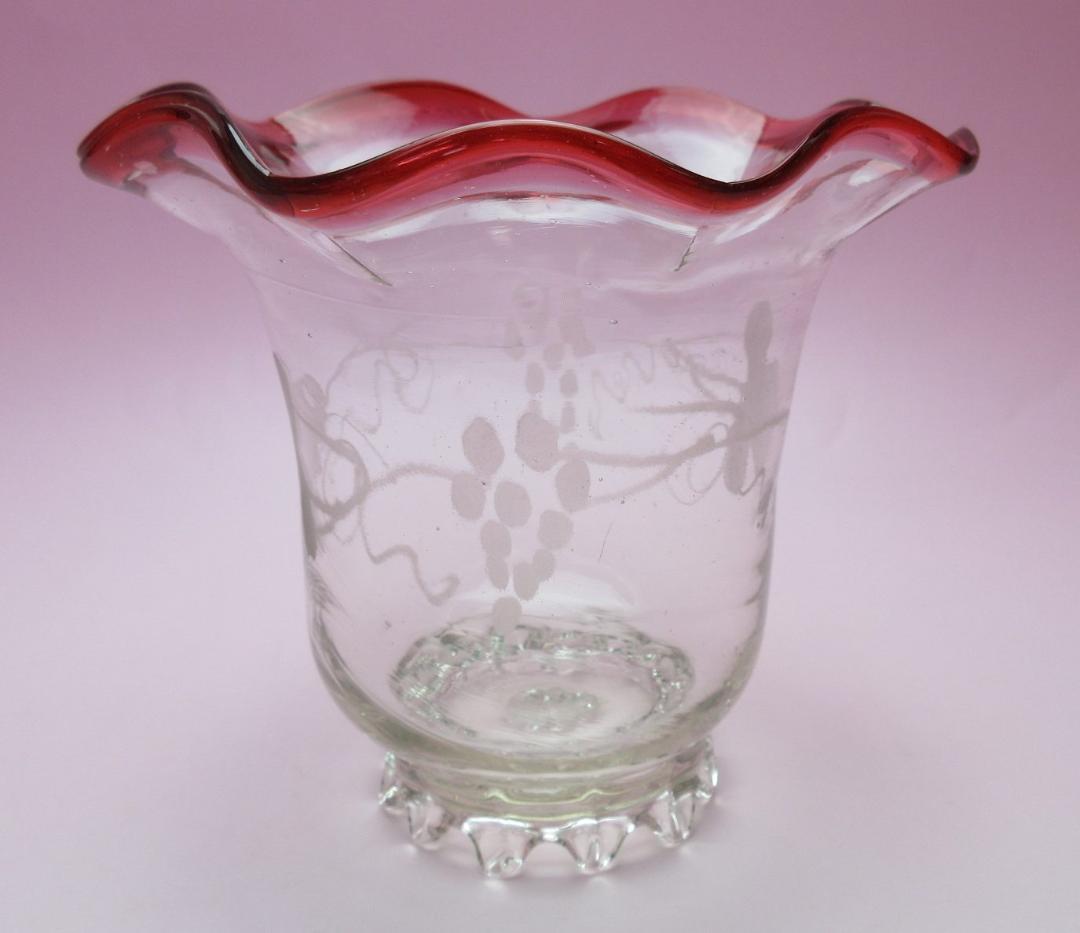 アンティーク 明治期～大正期 フリル 氷コップ デザートグラス 70816