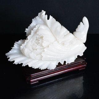 玉石白玉彫刻　野菜　白菜　置物