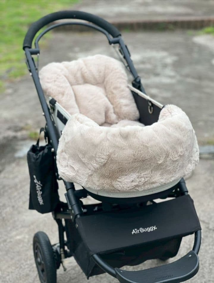 ❤３点セット❤ペットカートコンフォーター＆ライナー＆ピロー　エクリュ✕グレー