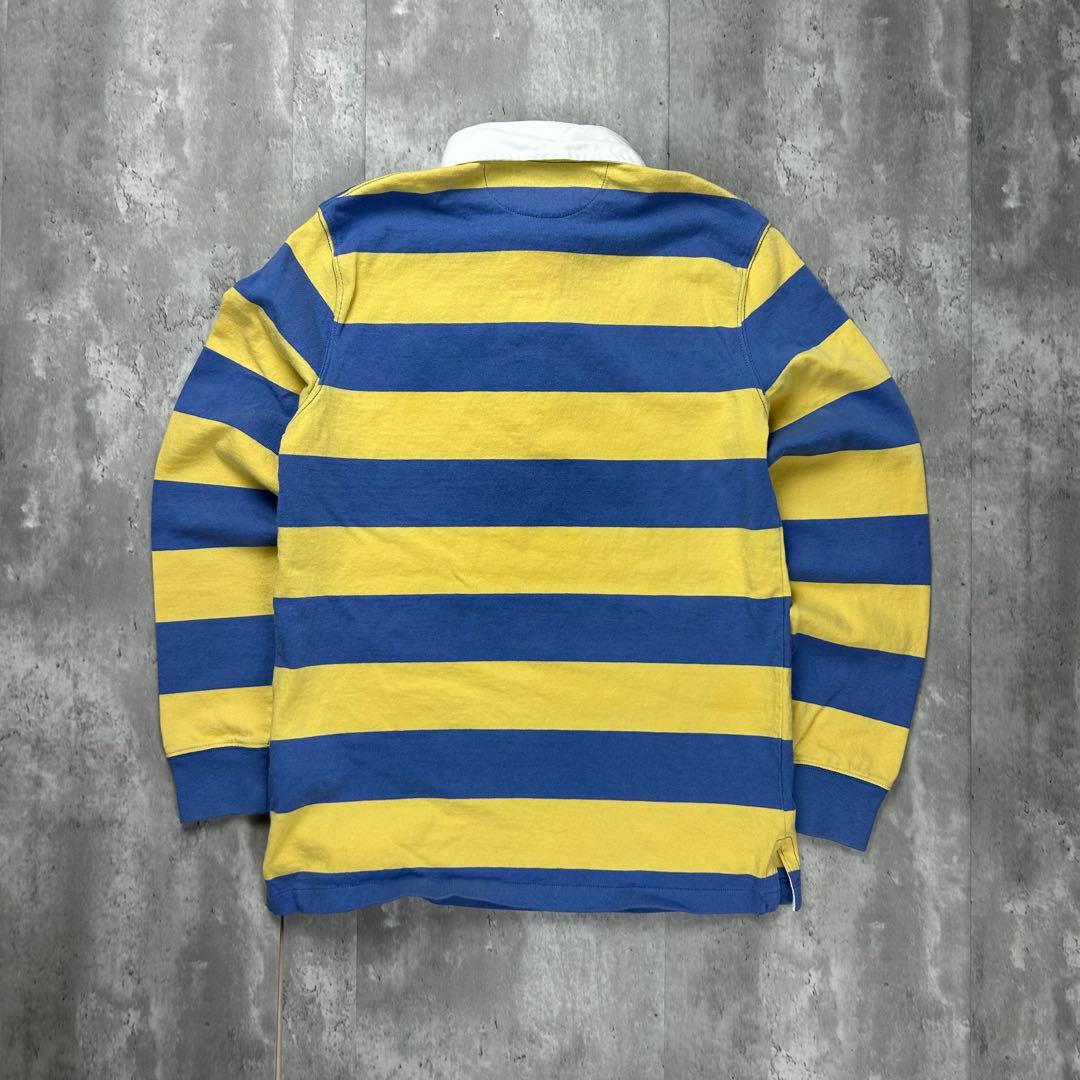 ラルフローレン 刺繍ロゴ 太ボーダー ラガーシャツ 黄青 M 6301