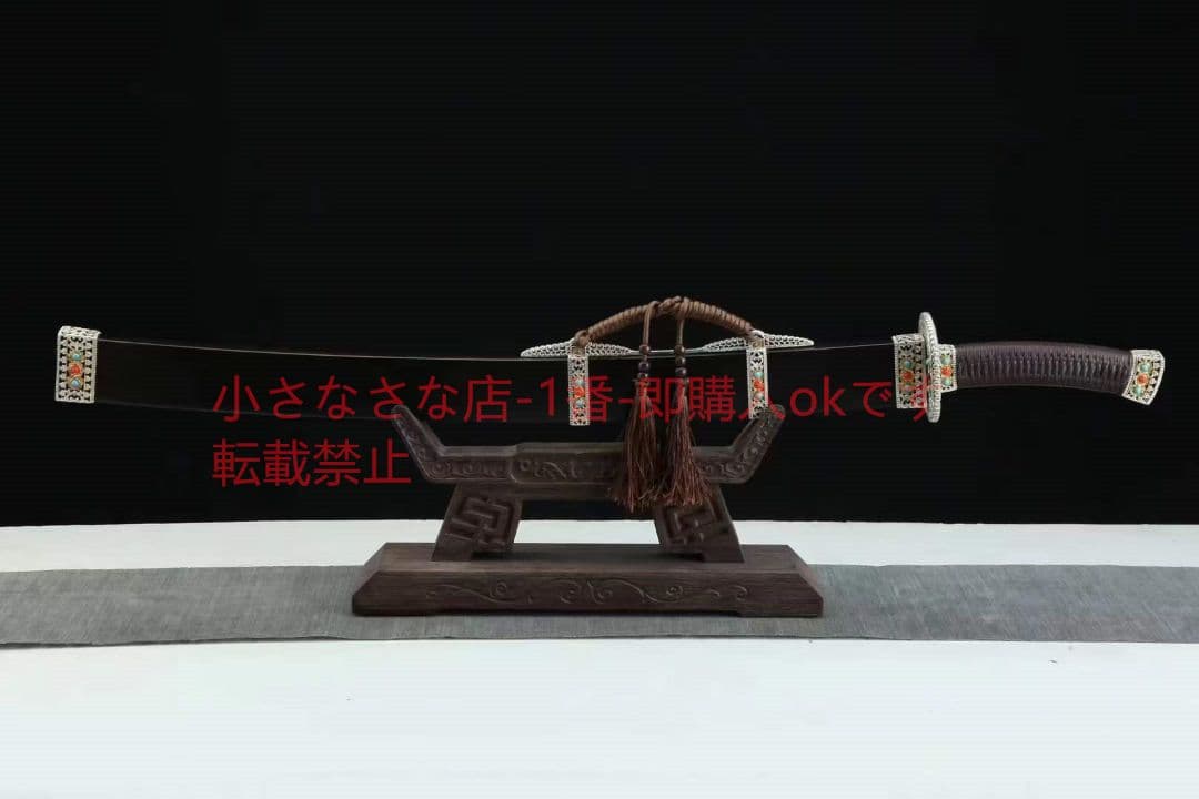 白地に2色の金銀大明御刀（黒檀タイプ）古兵器 武具　刀装具　日本刀　模造刀 居合