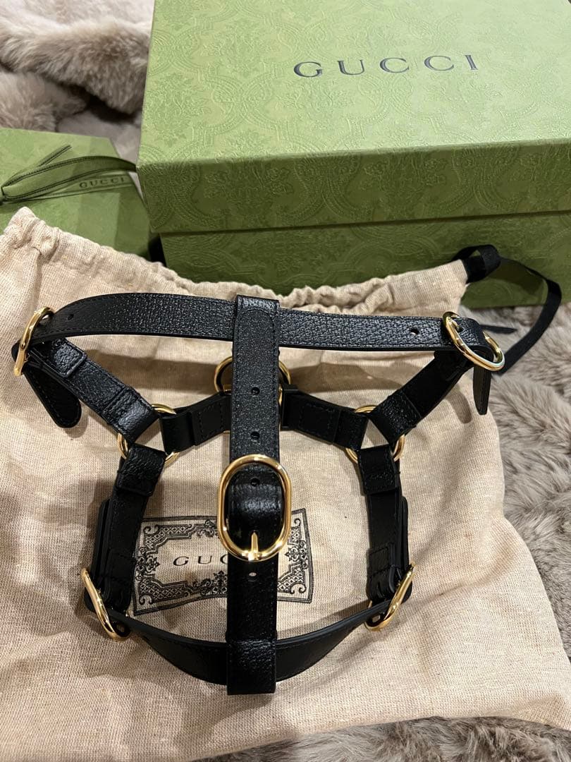 GUCCI ブラック レザー ハーネス