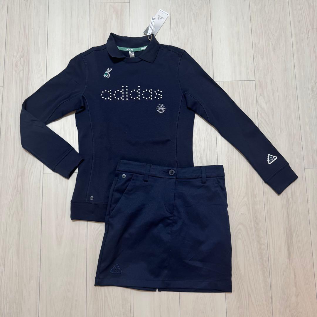 アディダス ゴルフ レディース セットアップ ネイビー スカート 長袖