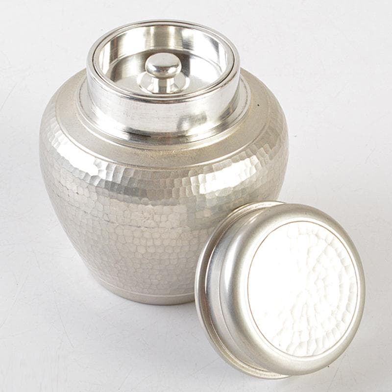 煎茶道具　錫半製　精錫　鎚目　茶壷　茶心壷　約251g　M　R7242