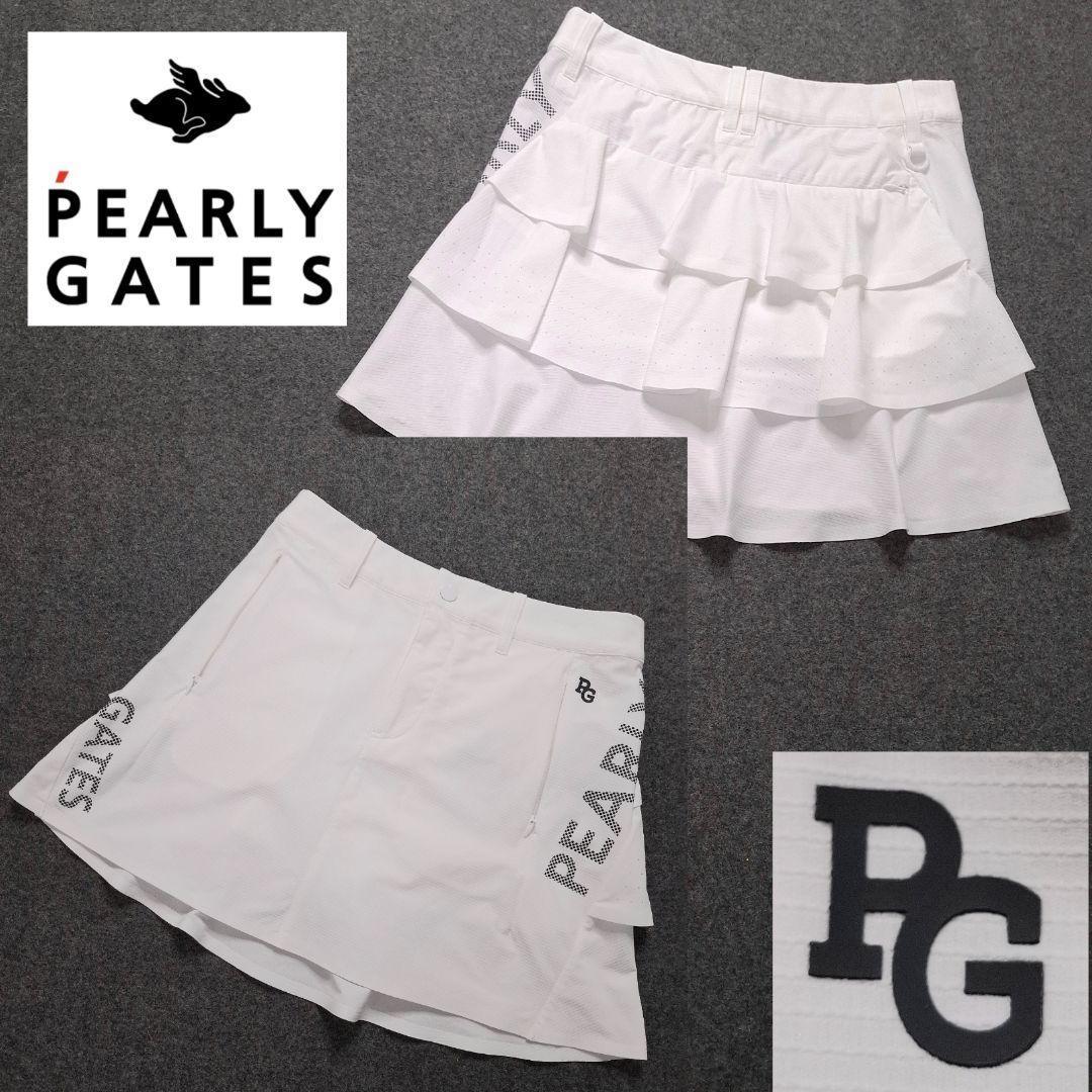 【パーリーゲイツ】2023年人気ロゴマーク×フリル ストレッチゴルフスカートM