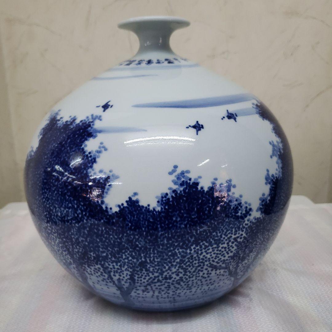 Ｂフライデー蔵出し特価　景徳鎮風景陶器花瓶高さ23cm幅21cm