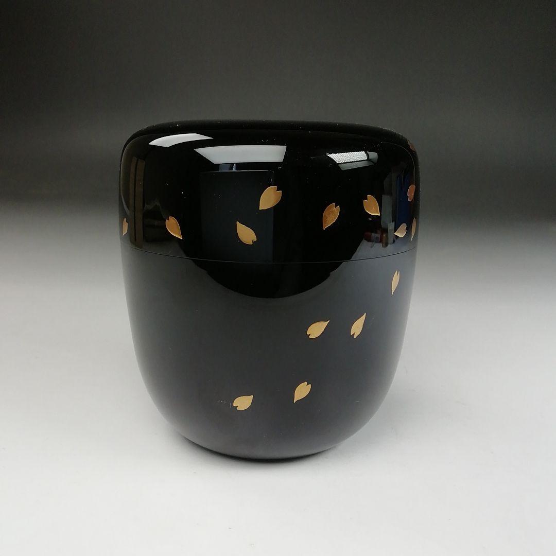 Ｔ８３４　棗　『花吹雪蒔絵』『中棗』『竹内幸斎 作』　共箱　茶道具