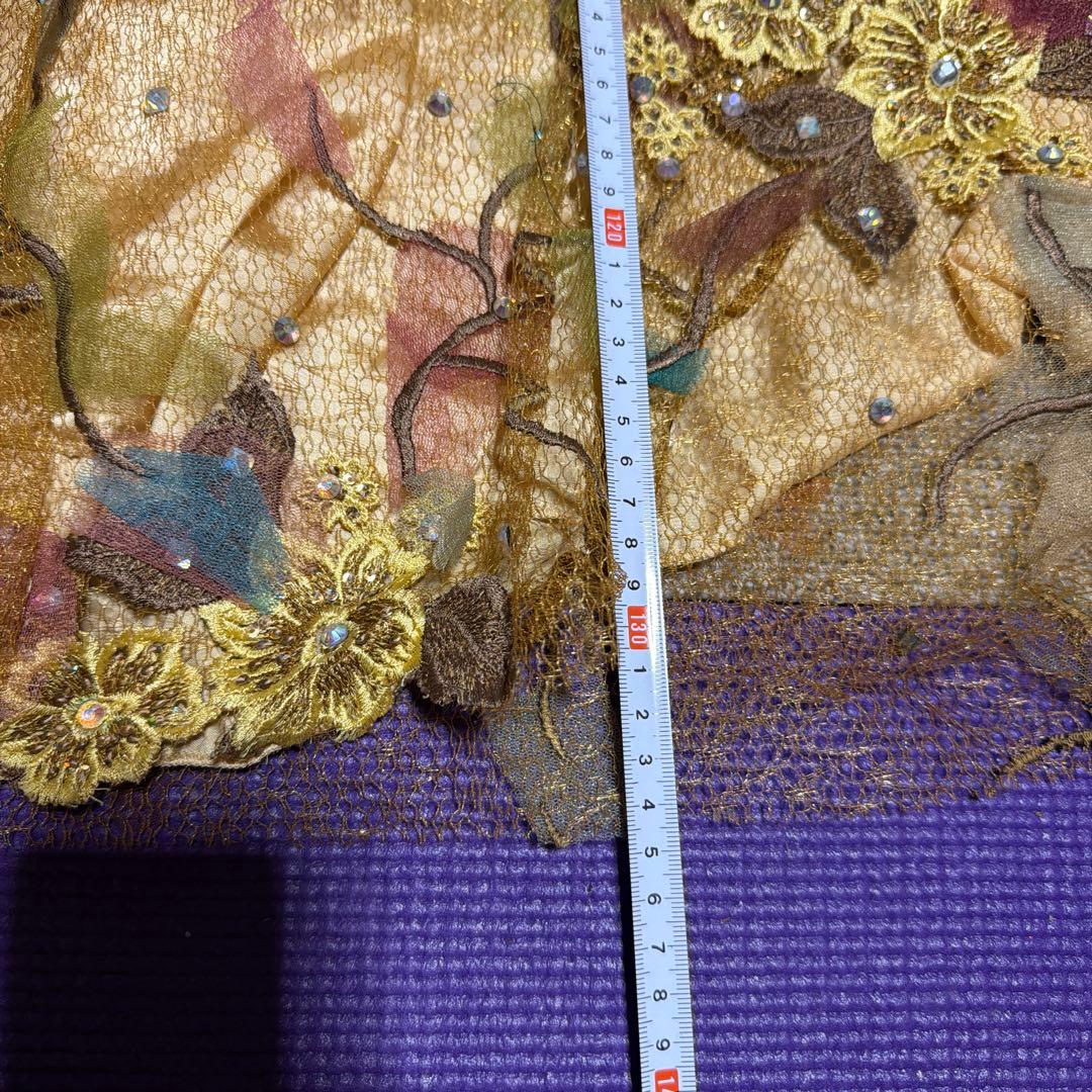 ベリーダンス セットアップ ゴールド 花柄刺繍