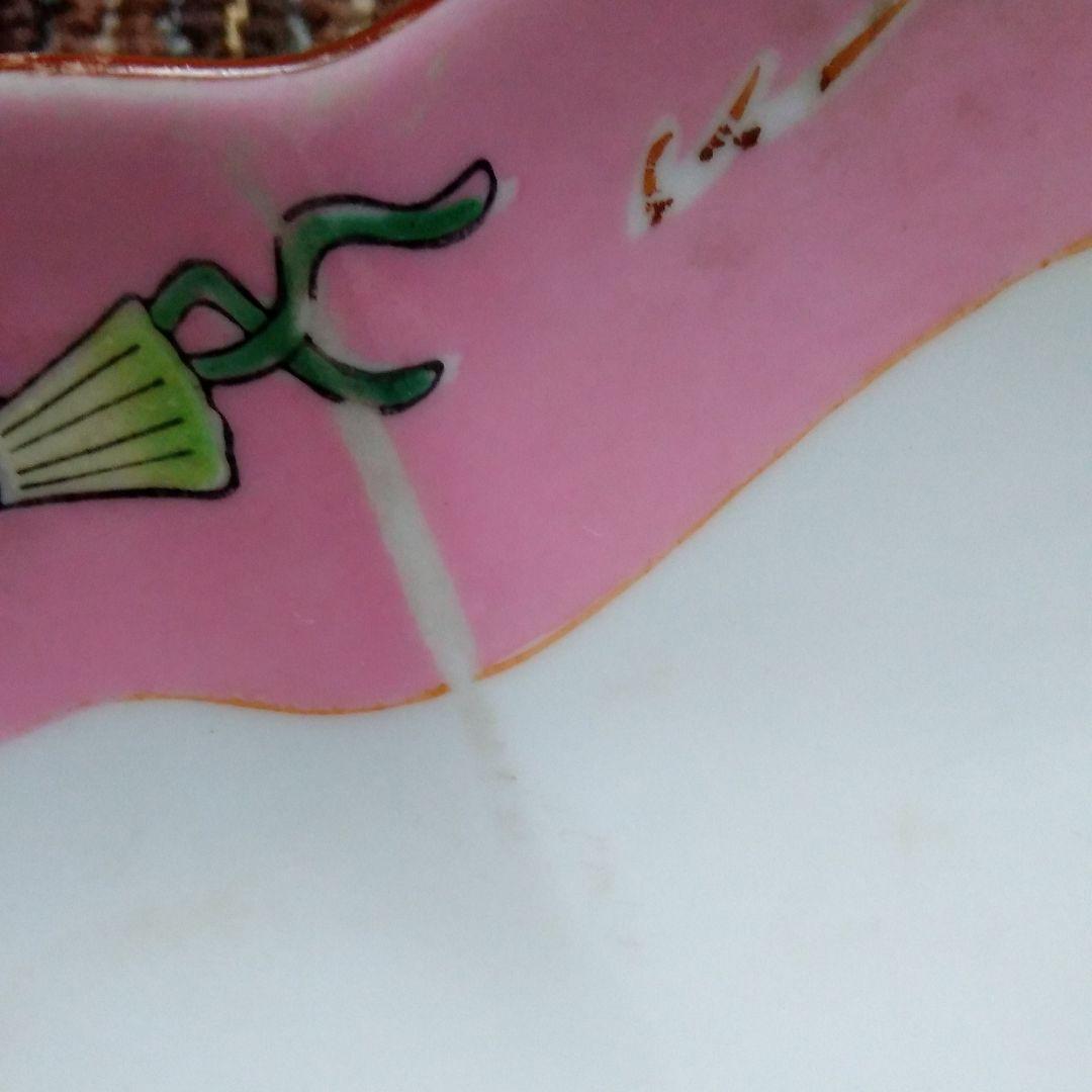 [中国古玩]　五彩花弁紋皿　大明成化旭昇製