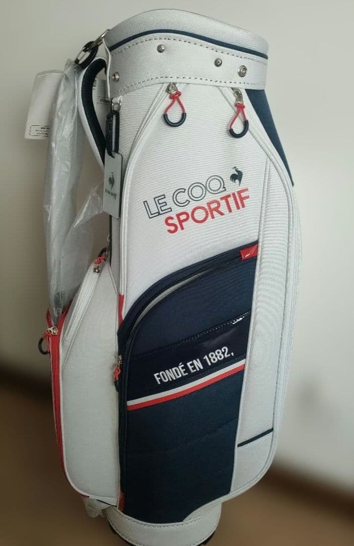 新品タグ付き 未使用 ルコック キャディバッグ ホワイト/ネイビー