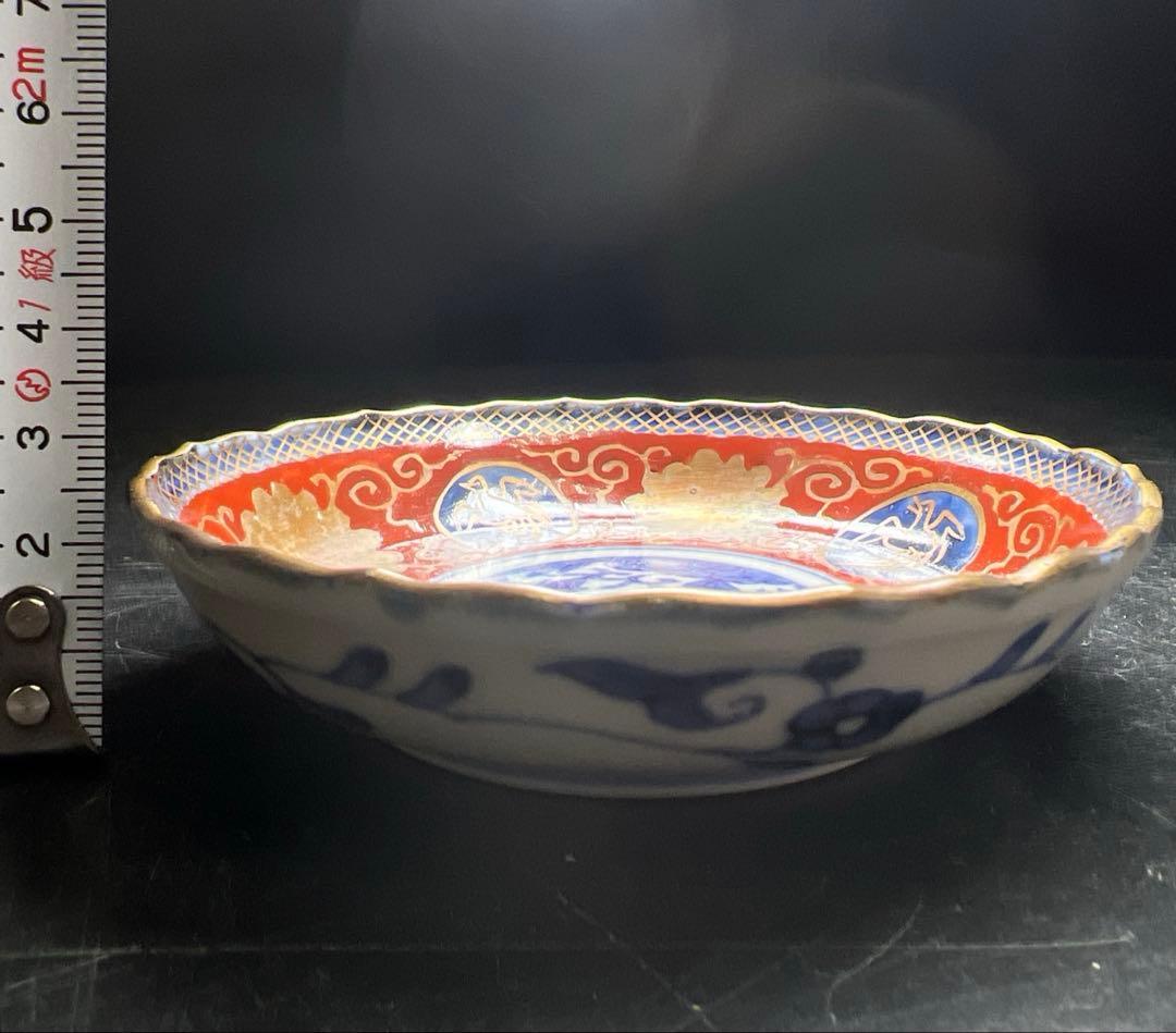 古伊万里　上手赤絵小皿20枚　木箱付　約10.5㎝　東Y8-0116☆2Fトトサ