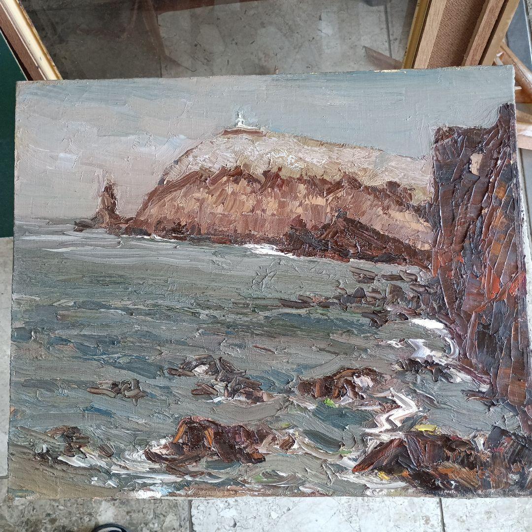 4260）松本竹敏　油絵F8号「えりも岬　１９７５年」独立美術協会所属