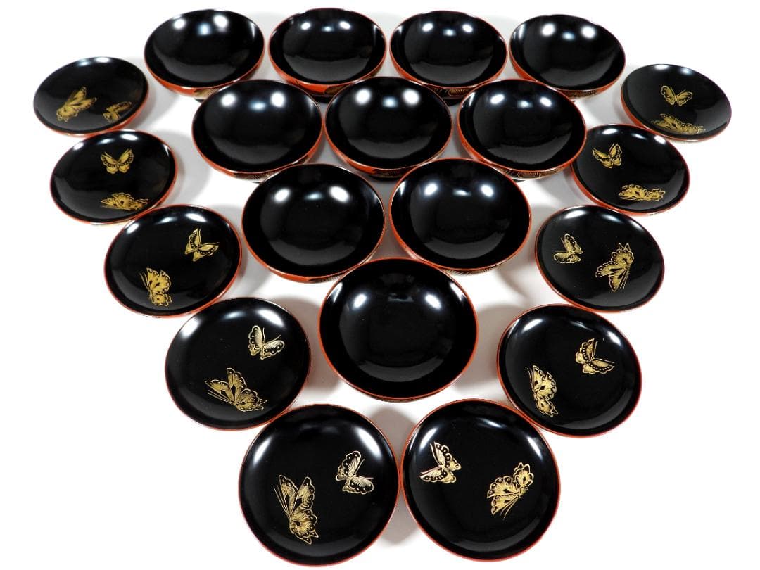 輪島塗　懐石椀汁椀　蒔絵椀　上質朱漆　牡丹沈金 蓋碗十客 共箱