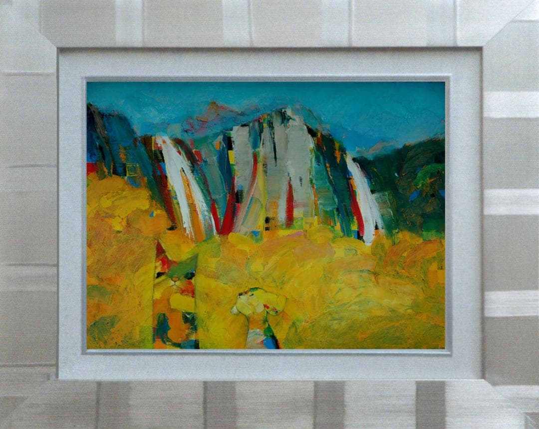 油絵 菅家令子 絵 絵画 インテリア uF6-071119 可愛い子犬と猫