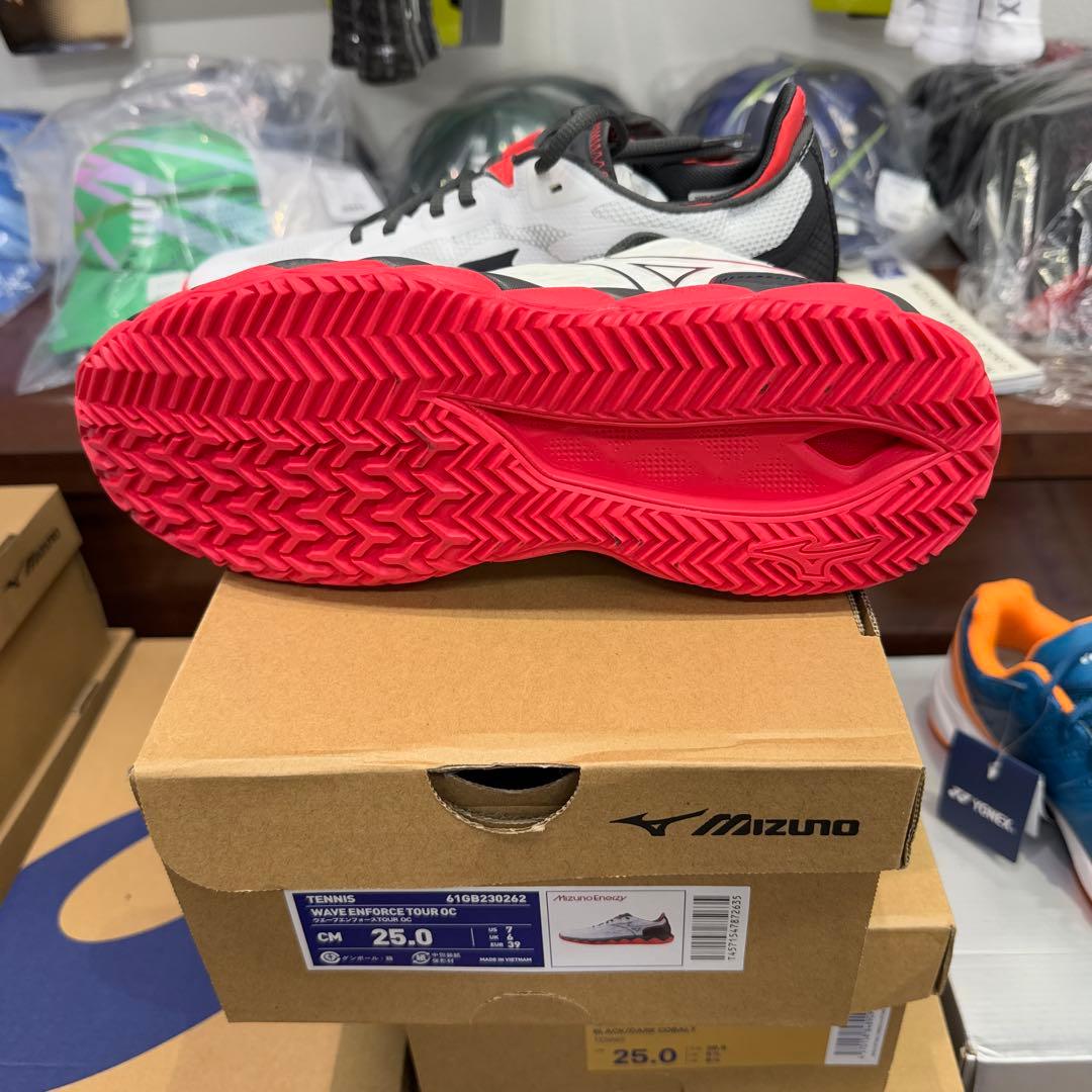 Mizuno テニスシューズ 25.0 cm ホワイト/ブラック/レッド