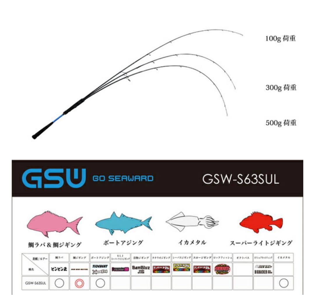 美品　ジャッカル GSW-S63SUL (鯛ラバ イカメタル　SLJロッド)