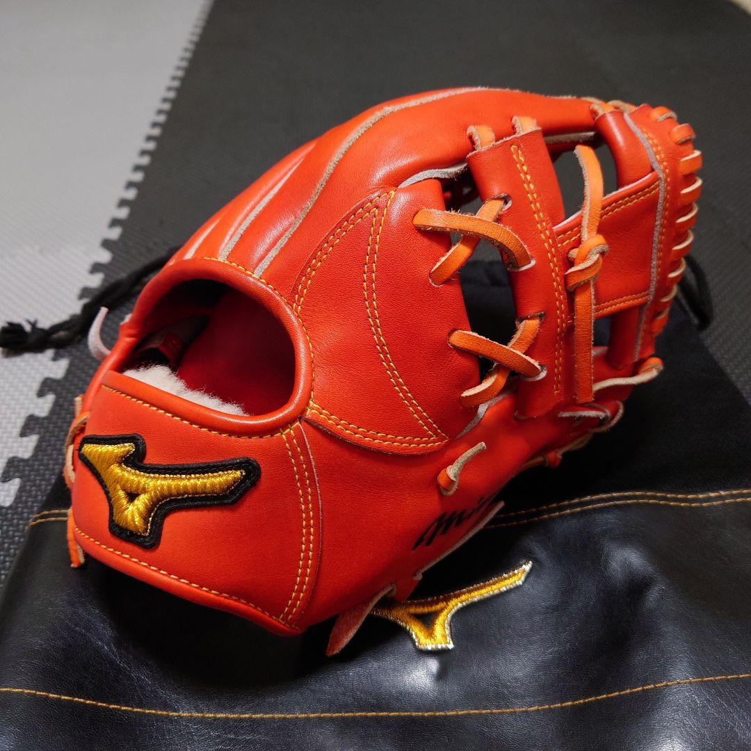 ※ひー ミズノプロ硬式グローブ内野手用オレンジ日本製ジャイアンツ坂本モデル