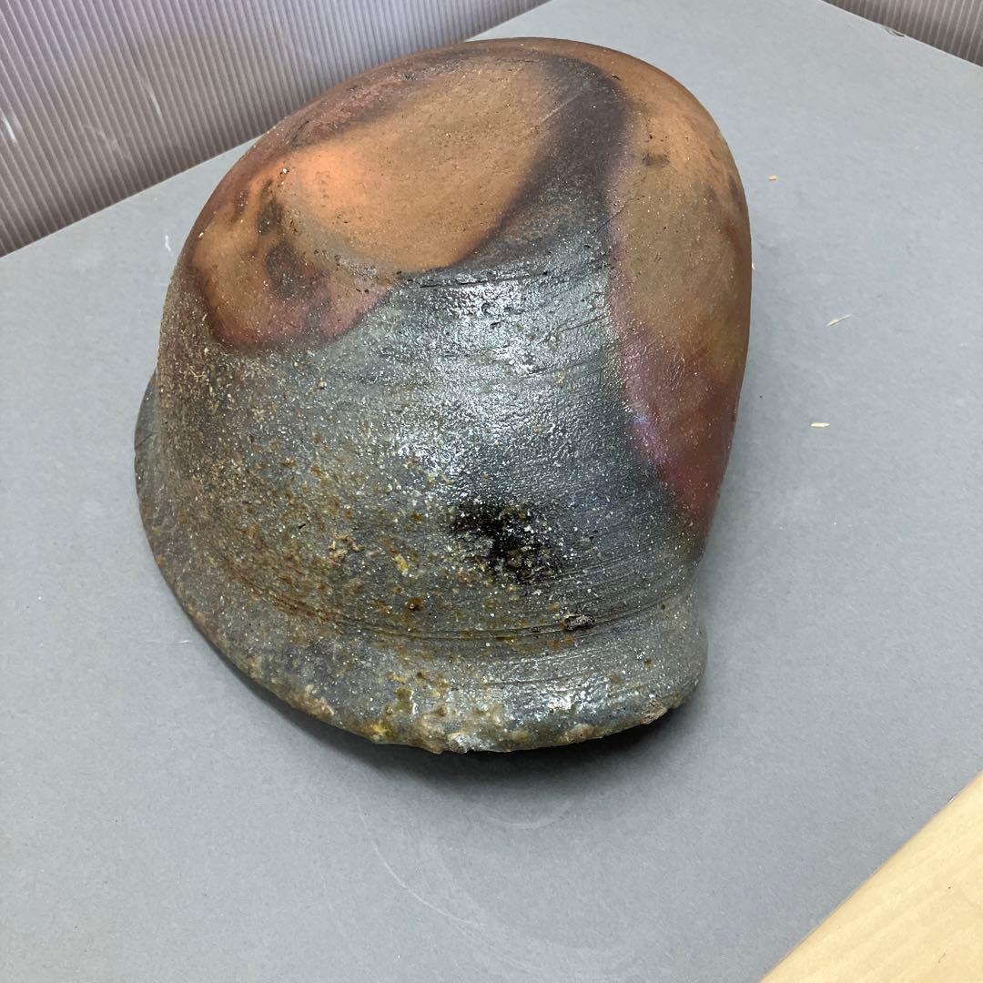 骨董品　茶道具　古常滑焼￼菓子鉢　時代箱　背景キズ　S203HI