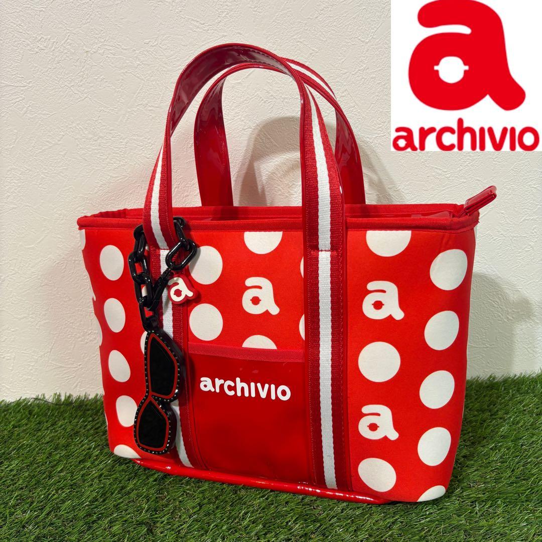 【archivio】チャーム付きミニトートバッグ　ゴルフ　アルチビオ　レッド