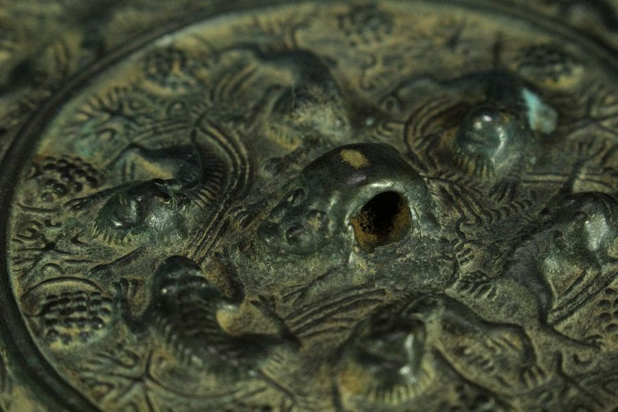 中国美術 古鏡 獣紋 銅鏡(K-YC580)