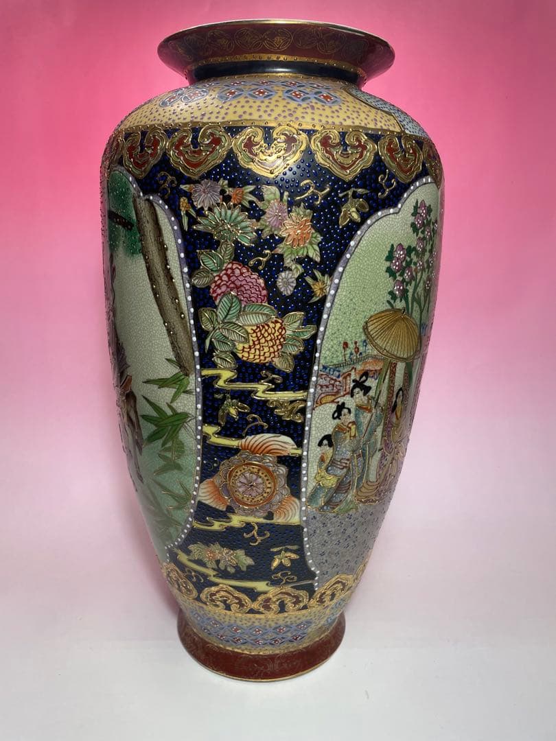 骨董品　大型　花瓶　金装飾　レトロ　壺