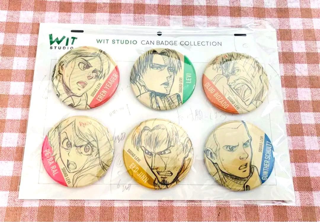 進撃の巨人 witstudio 線画 缶バッジセット リヴァイ班
