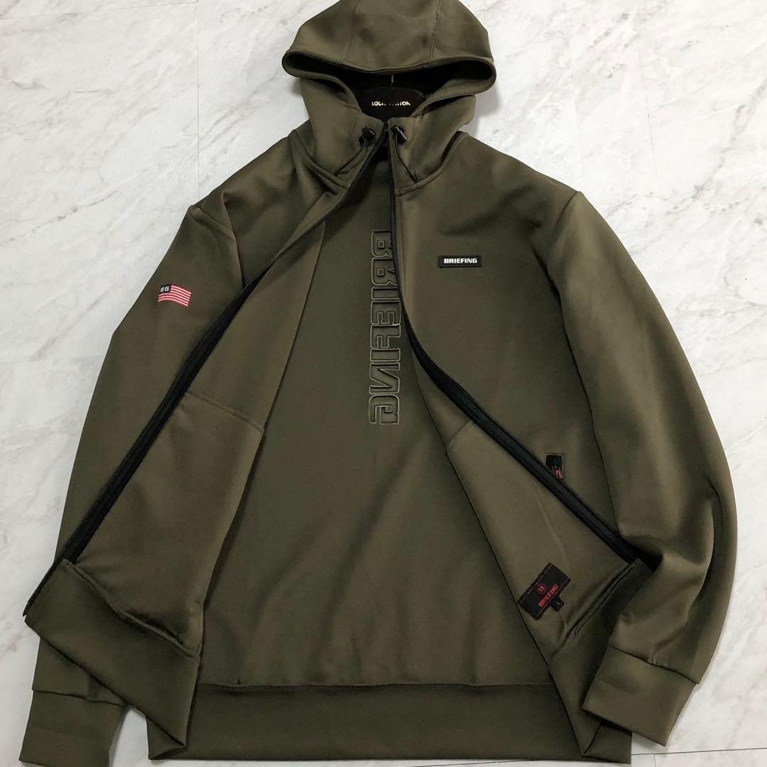 【未使用級】BRIEFING 3D LOGO PARKA ジッパー オリーブ L