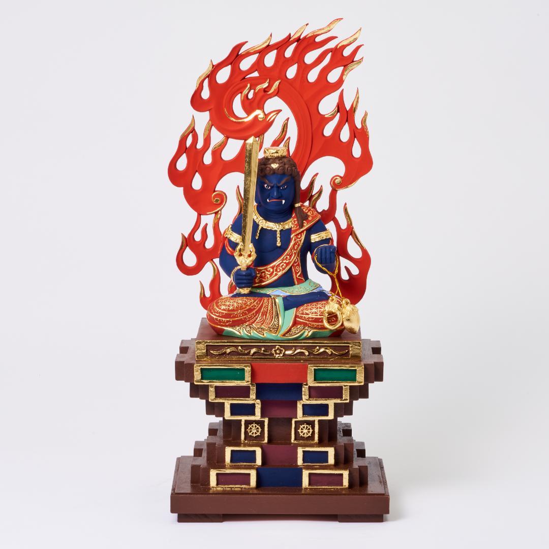 楠　座青不動明王　40ｃｍ　濃彩切金 #071