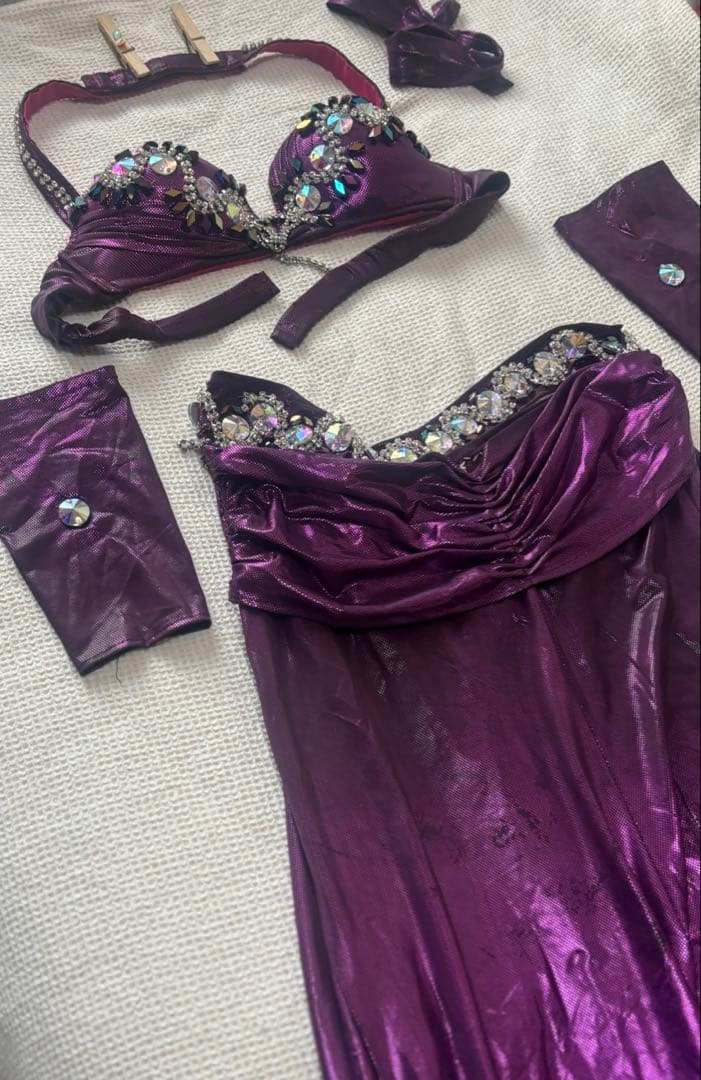 【期間限定】HANAN ベリーダンス　パープル系　ブラスカート