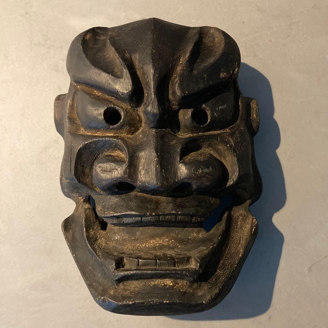 木彫りお面 鬼 魔除け面 竈神 カマド神 火難除け/盗難防止/家内安全/繁栄