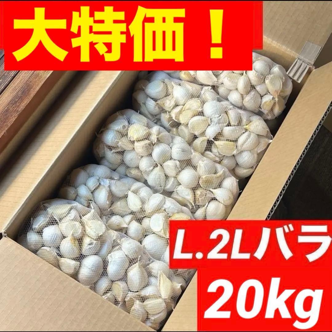【大特価】青森県 にんにく L.2Lバラ 20kg 福地ホワイト 家庭用