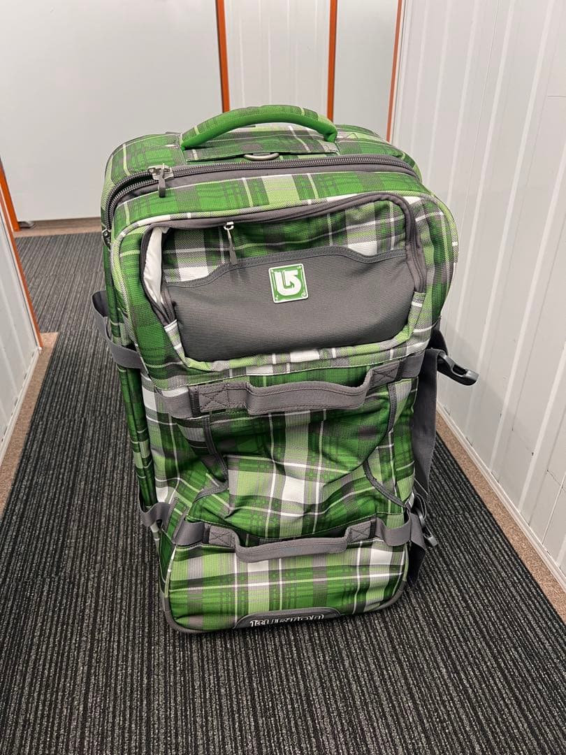 希少！BURTON トラベルキャリーバッグ グリーンチェック柄旅行スーツケース