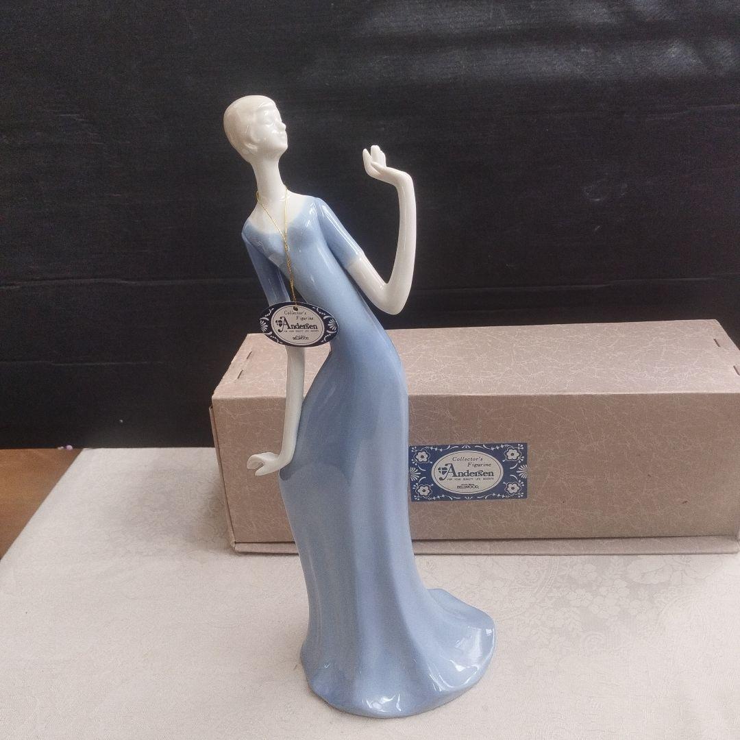 Andersen 青い陶器製人形　モニメント　置物　30センチ