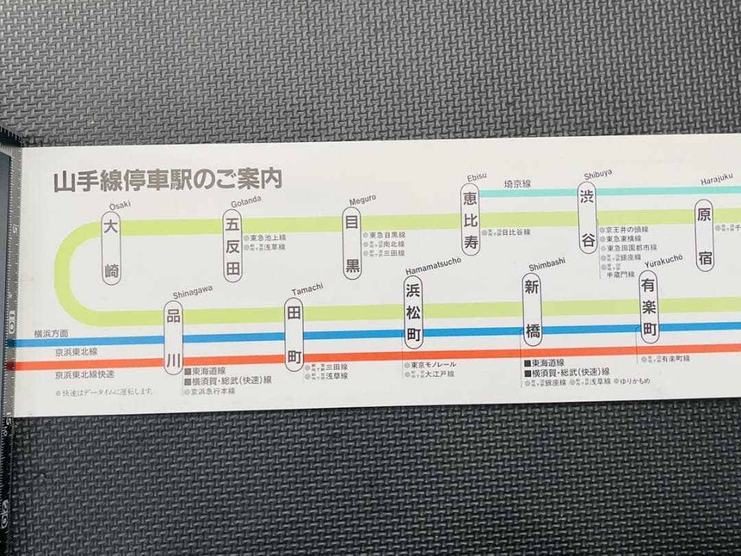 山手線 停車駅のご案内 JR東日本 鉄道 電車 車内掲示物 非売品 当時物
