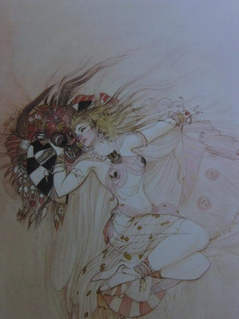 天野喜孝、【春暁】、希少な大判額装用画集より、新品額装付、状態良好