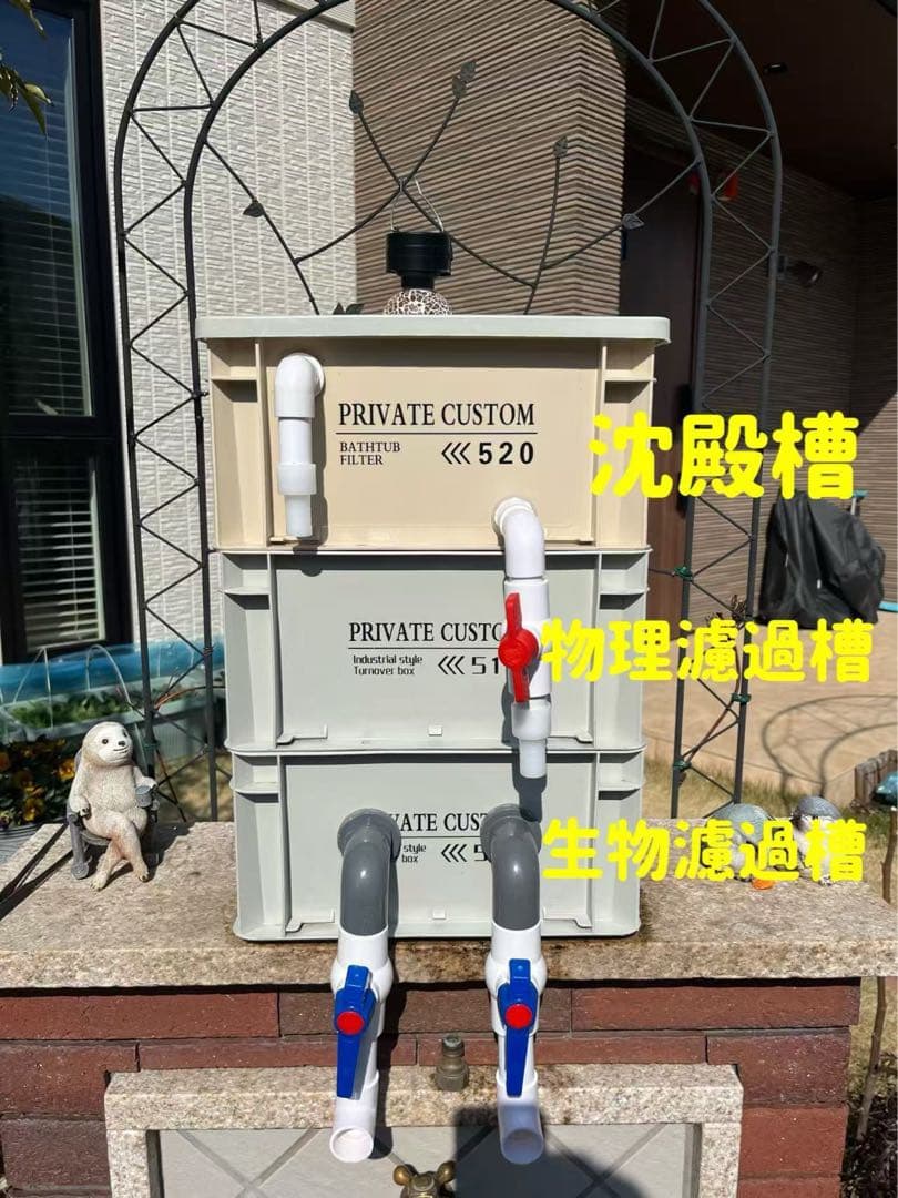 沈殿物理生物一体型濾過槽　外部式濾過装置器　水槽濾過バイオスポンジフィルター付き
